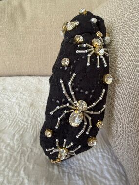 Embellished Black Beaded Spider Headband by Brianna Cannon